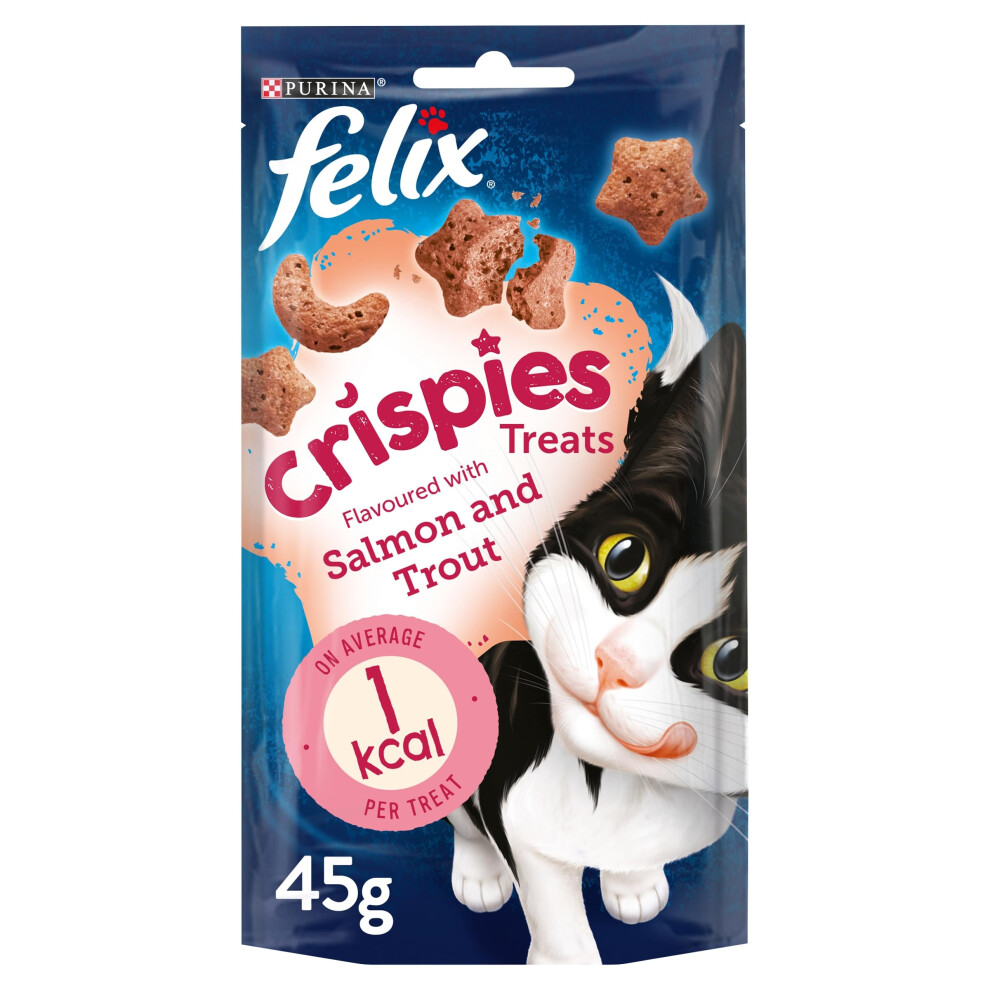Felix Crispies Cat Treats And Trout 45G, Pack Of 8 Salmon