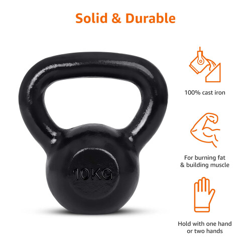 Amazon Amazon Basics Cast-Iron Kettlebell, 10 kg, Black 2