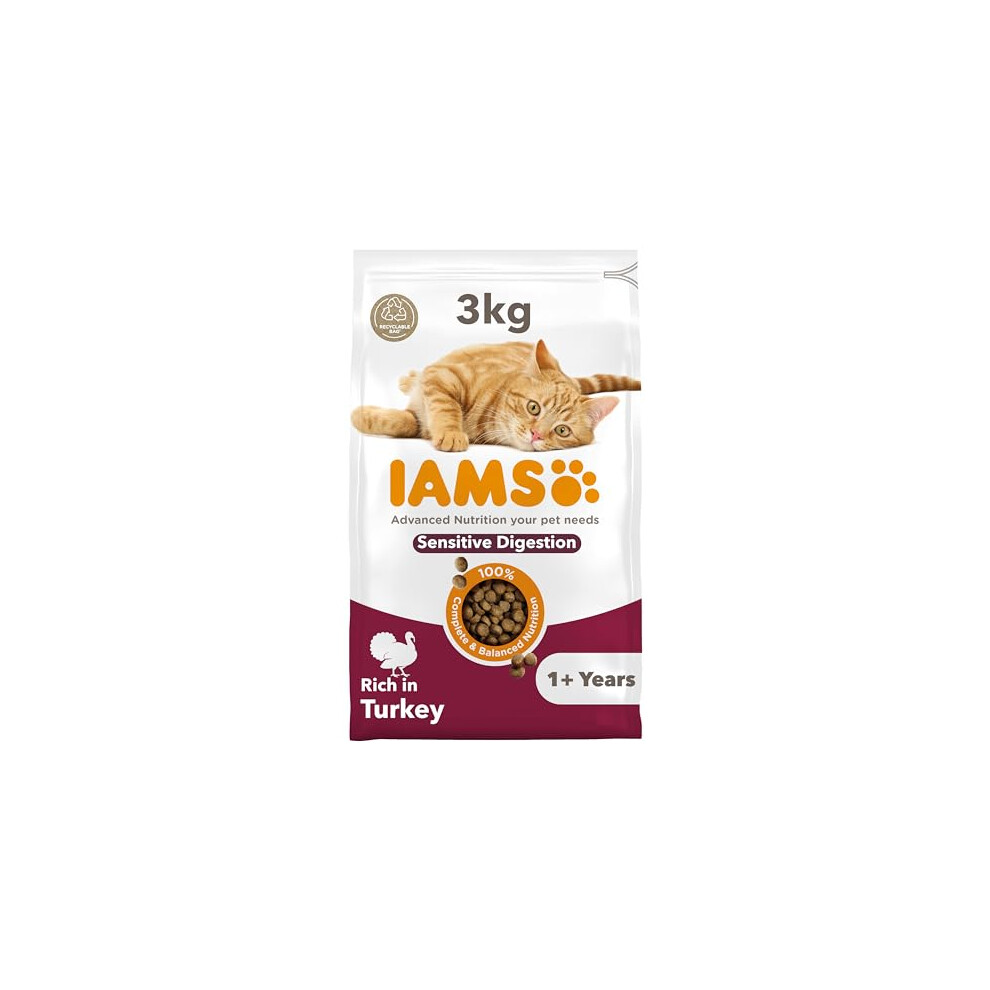 IAMS Sensitive Digestion Dry Cat Food Turkey 3kg