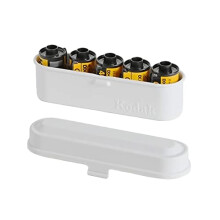 Kodak Film Case - For 5 ruller med 35 mm film - kompakt retro st?lkasse for at sortere og beskytte filmruller (hvid) (film er ikke inkluderet)