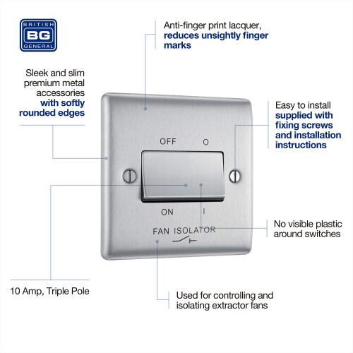 BG Electrical 3-Pole Fan Isolator Switch 2