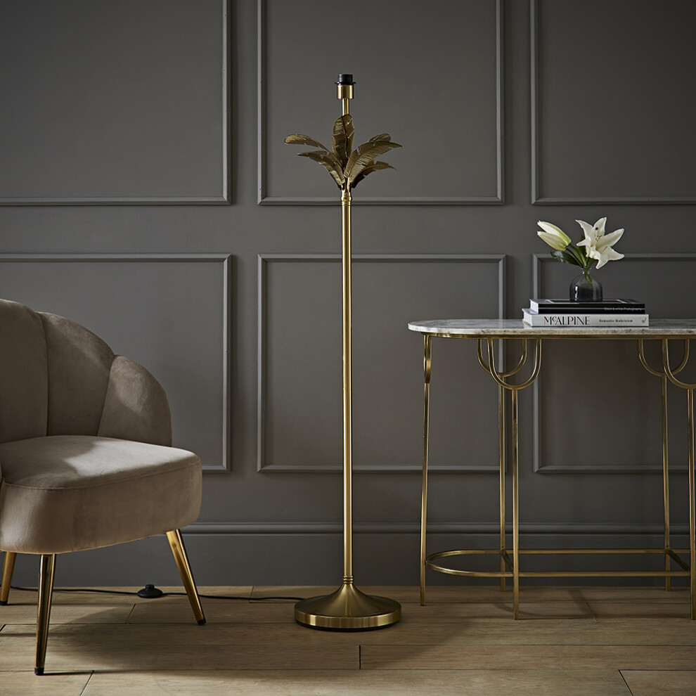 ValueLights Christina Gold Palm Leaf Detail Single Floor Lamp Base