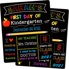 Kreidetafel fr den ersten und letzten Schultag, 25,4 x 30,5 cm, doppelseitiges Schulanfangsschild fr Kinder/Mdchen/Jungen, wiederverwendbare Foto-