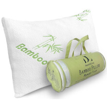 Poduszka bambusowa z pianki Memory Foam Queen Size - [Regulowana] do spania - Chlodna i oddychajaca oslona z zamkiem blyskawicznym Rayon pochodza