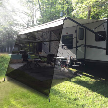 Excelfu RV Awning Sun Shade Screen med dragkedja 15 'x 9' - RV AWARNING SKICK SKULE Black Mesh UV Blocker Kompletta satser fr RV Camper Trailer