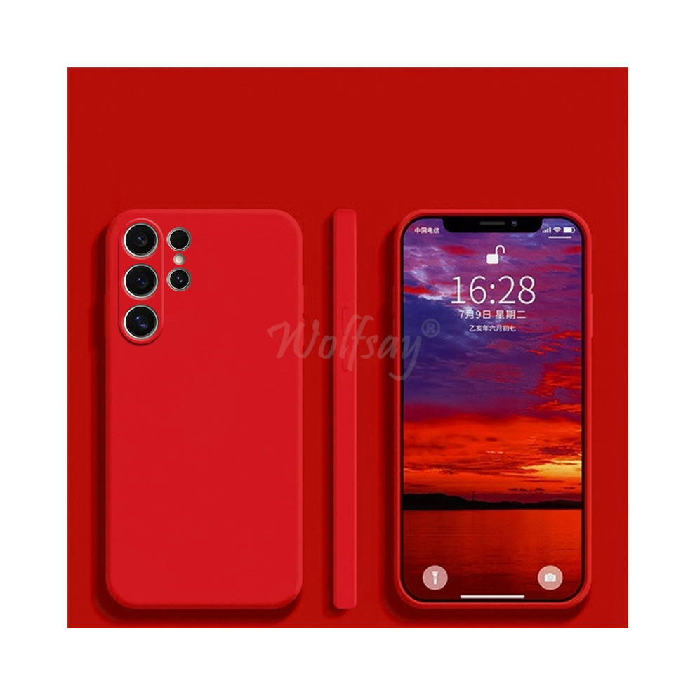 (, For S25) For Samsung Galaxy S25 Ultra Case Liquid Silicone Red 967854519303