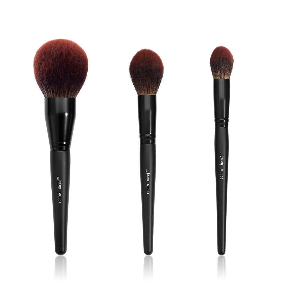 Jessup Black Large Face Makeup Brushes 3Pcs Premium Synthetic Powder Contour Highlighter Brush Phantom T274