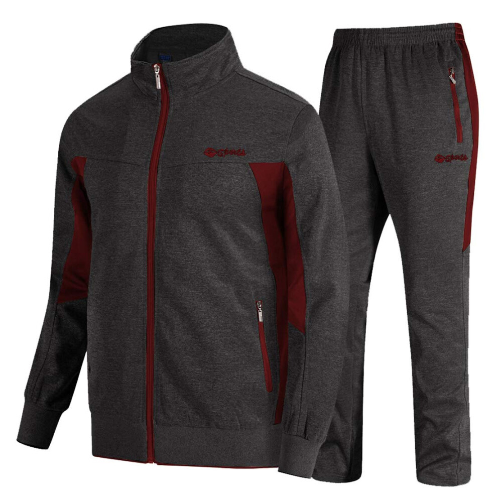 TBMPOY Pantalon de surv   tement coupe standard pour homme, tenue d'ext   rieur, gris fonc   , bordeaux, taille XL