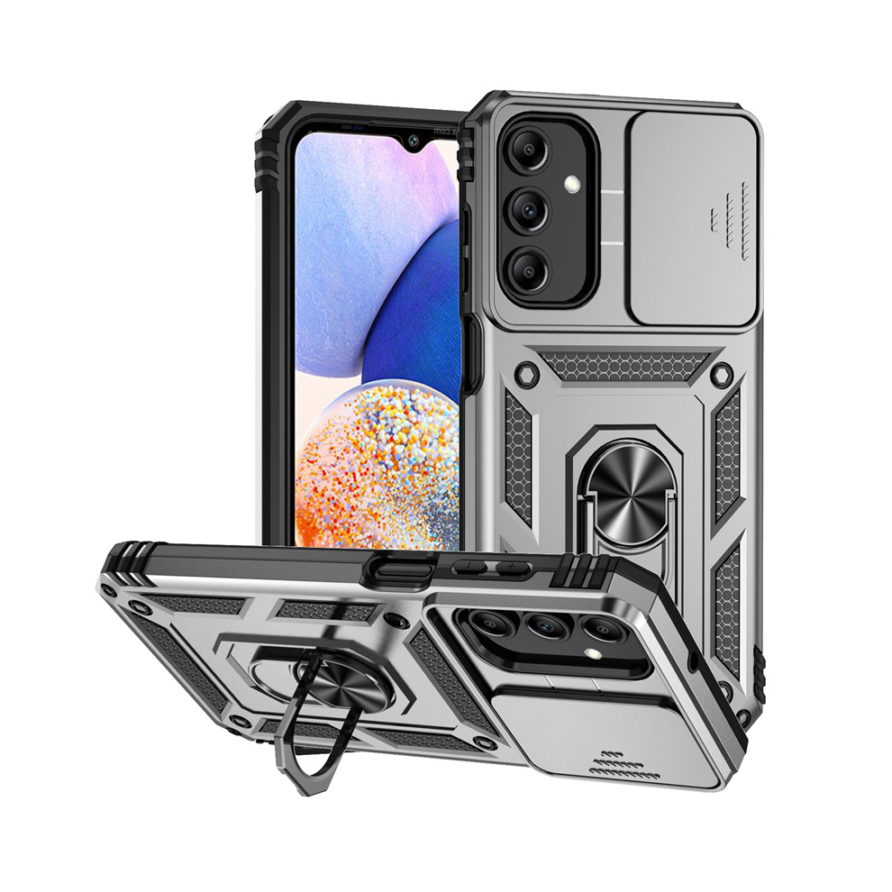 (, For Galaxy A73 5G) Slide Camera Lens Case For Samsung Galaxy A13 A23 Silver 967854511970