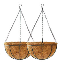 TOOcMEUK H?ngende Plantekurv Blomsterholder (2pack 16 tommer)-Metaltr?d Rund H?ngende Kurv Plantekasse med Coco Fiber Liners til Planter Urtepott