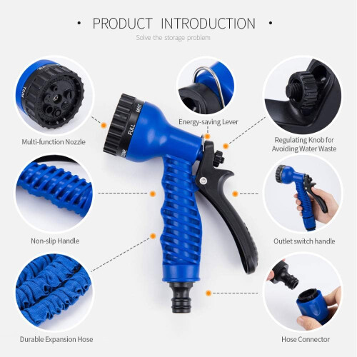 100FT Expandable Garden Hose Pipe Blue 1