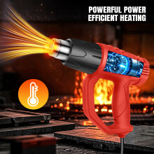 (Orange) Electric Hot Air Gun 2000W Dual Heat Setting with 4 Nozzles, Ideal for Paint Stripping, Pipe Soldering, PVC Shrinking & Crafts