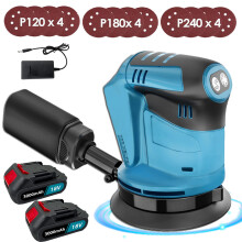 125mm Cordless Orbital Sander+3.0A 2Battery+Charger-MakitaCompatible