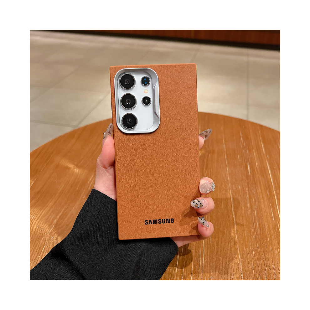 (, For Samsung S25plus) Original Official Leather Pattern Soft Tpu Phone C Brown 967854530599
