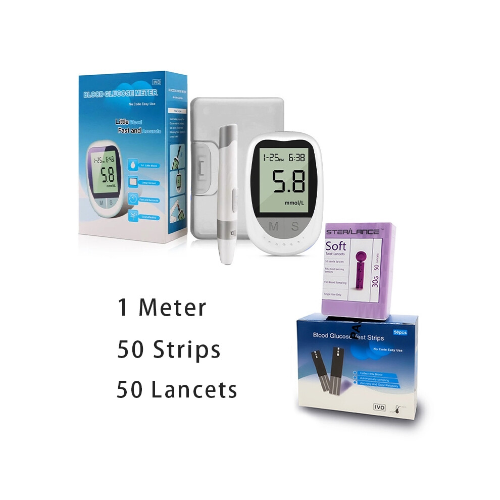 Blood Glucose Meter Blood Sugar Monitor Blood Sugar Test Kit with Test Strips x 50 & Case for UK Diabetics