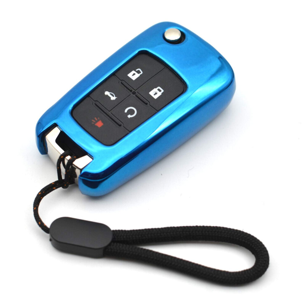 Compatible With Chevy Chevrolet Equinox Encore Camaro Cruze Malibu Impala Buick Regal Lacrosse Gmc Terrain Tpu Key Fob Cover Case Remote Holder S Blue 755205794277
