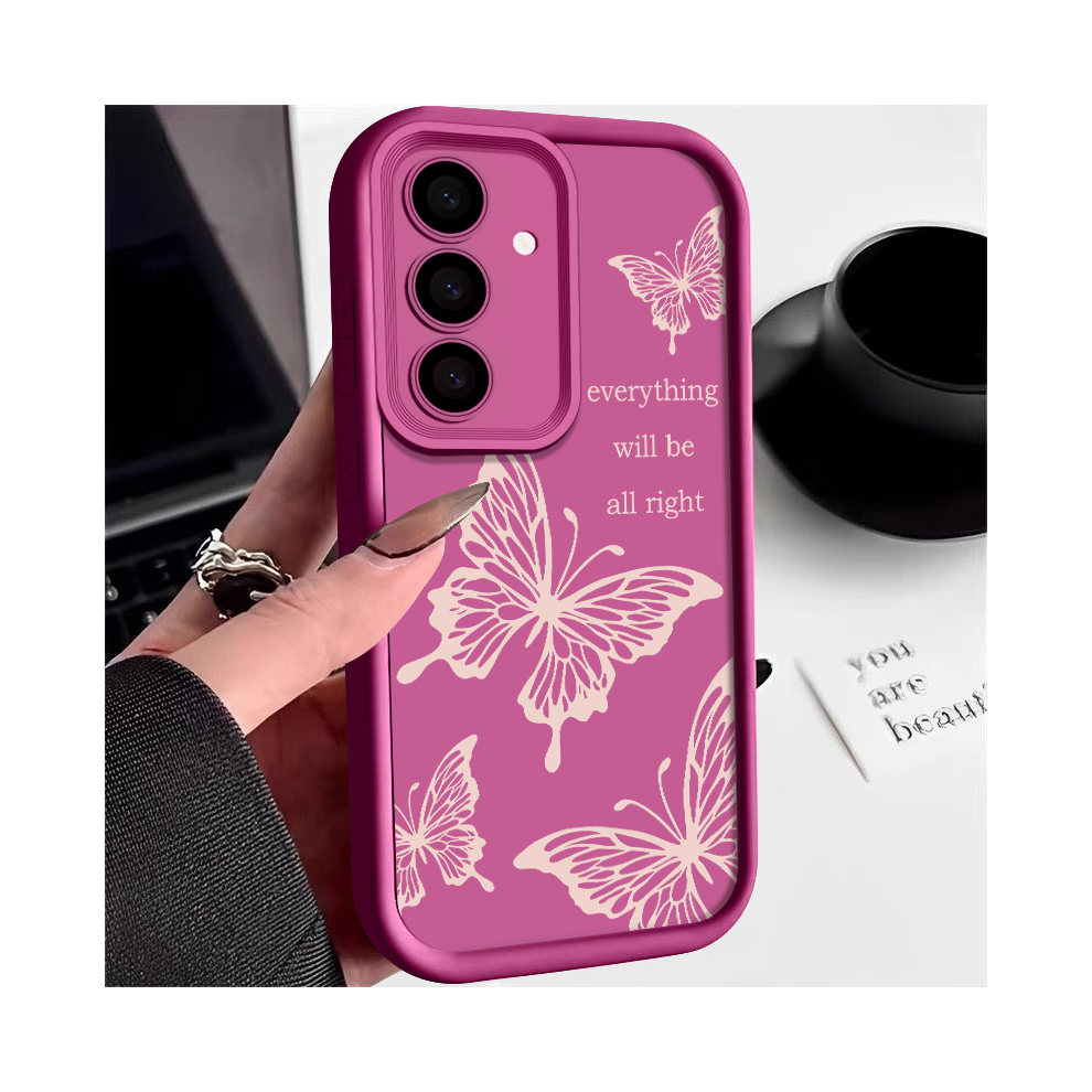 (A340 Hot For Samsung S21) Butterfly Case For Samsung Galaxy S25 S24 S23 S22 Pink 967854529319