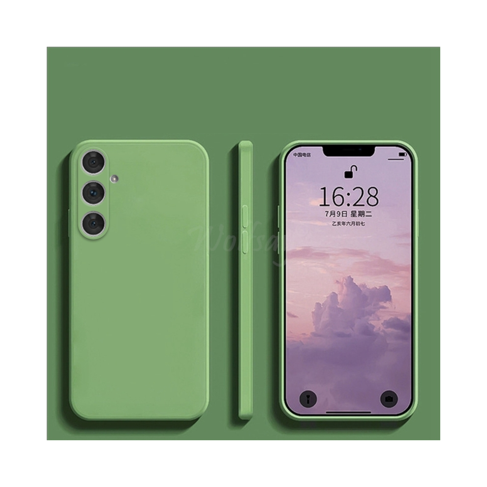 (, For S25 Ultra) For Samsung Galaxy S25 Case Liquid Silicone Plain Green 967854548457