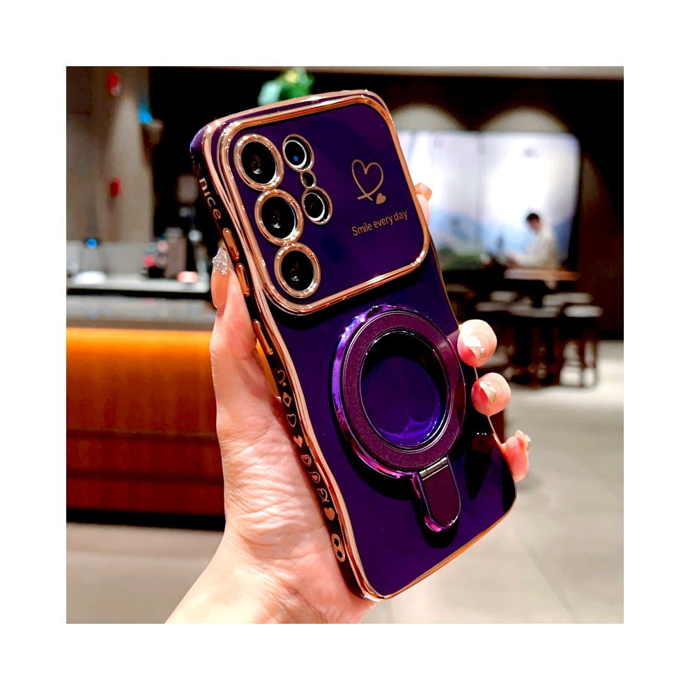 (Dark For Samsung A55) Plating Wave Shell Case For Samsung Galaxy S25 S24 Purple 967854539035