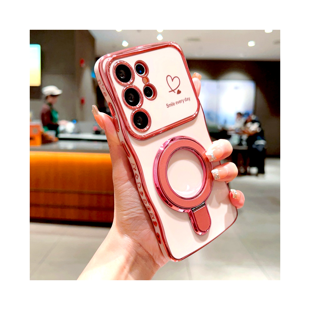 (, For Samsung S23) Plating Wave Shell Case For Samsung Galaxy S25 S24 Pink 967854539387