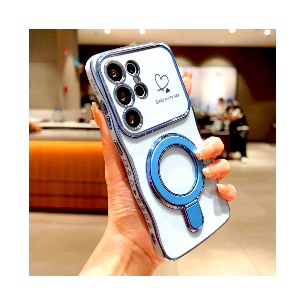 (Peak For Samsung S24) Plating Wave Shell Case For Samsung Galaxy S25 S24 Blue 967854539608