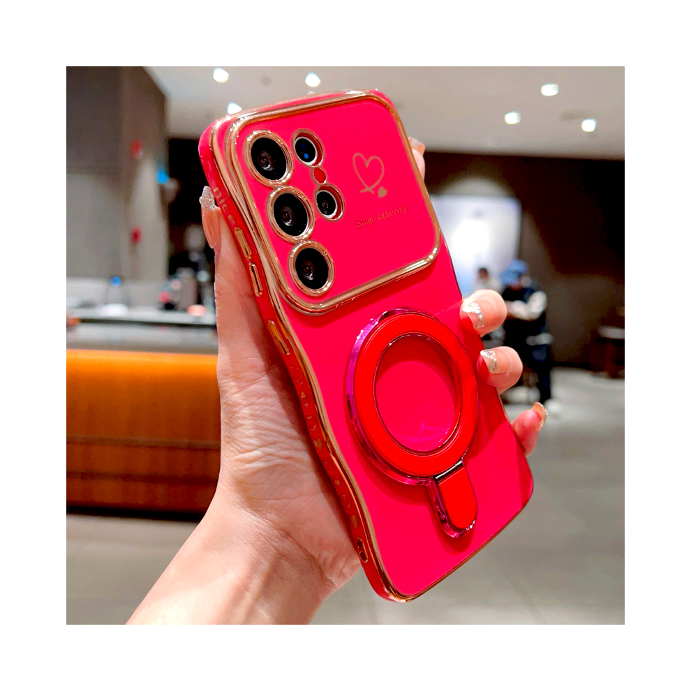 (, For Samsung S25) Plating Wave Shell Case For Samsung Galaxy S25 S24 Red 967854539844