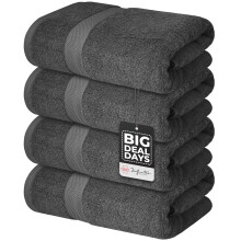 Infinitee Xclusives Premium Bath Towels Set Pack of 4-100% Ring Spun cotton Towels - grey Towels 27 x 54 - Soft Feel Quick Dry Highly Absorbent Dura