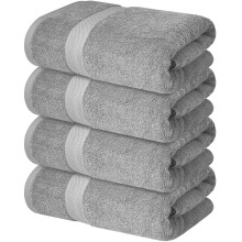 Infinitee Xclusives Premium Bath Towels Set Pack of 4-100% Ring Spun Cotton Towels - Grey Bath Towels 27 x 54 - Soft Feel Quick Dry Highly Absorbent