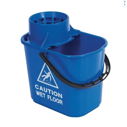 2Work Plastic Mop Bucket With Wringer 15 Litre Blue 1