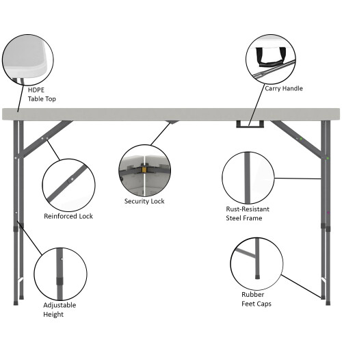 (4 Chair) 4ft Folding Table and Folding Chairs Set Multi Use 1