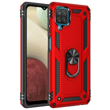 (Red, Samsung F12) Shockproof Armor Metal Ring Cover for Samsung Gala