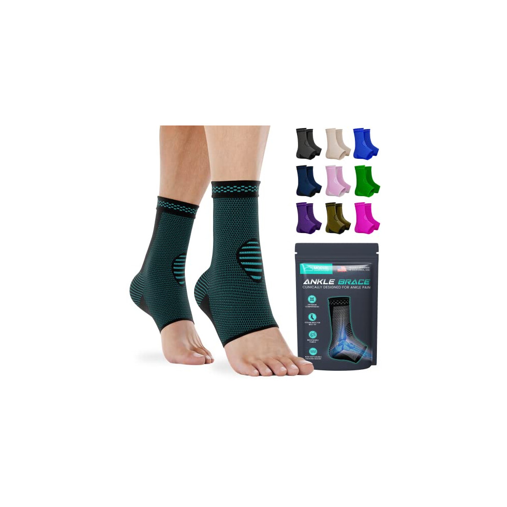Modvel 2 Pack Ankle Brace Compression Sleeve | Injury Recovery Joint Pain | Fsa Or Hsa Eligible | Achilles Tendon Support Plantar Fasciitis Foot Soc