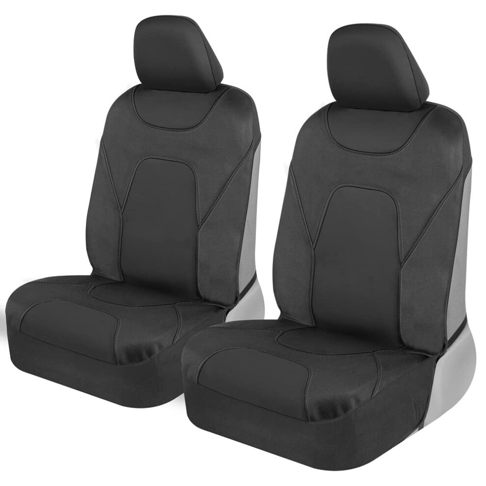Motor Trend Aquashield Car Seat Covers For Front Seats - Two-Tone Waterproof Seat Covers For Cars Neoprene Front Seat Cover Set Interior Cove Black 826942151835