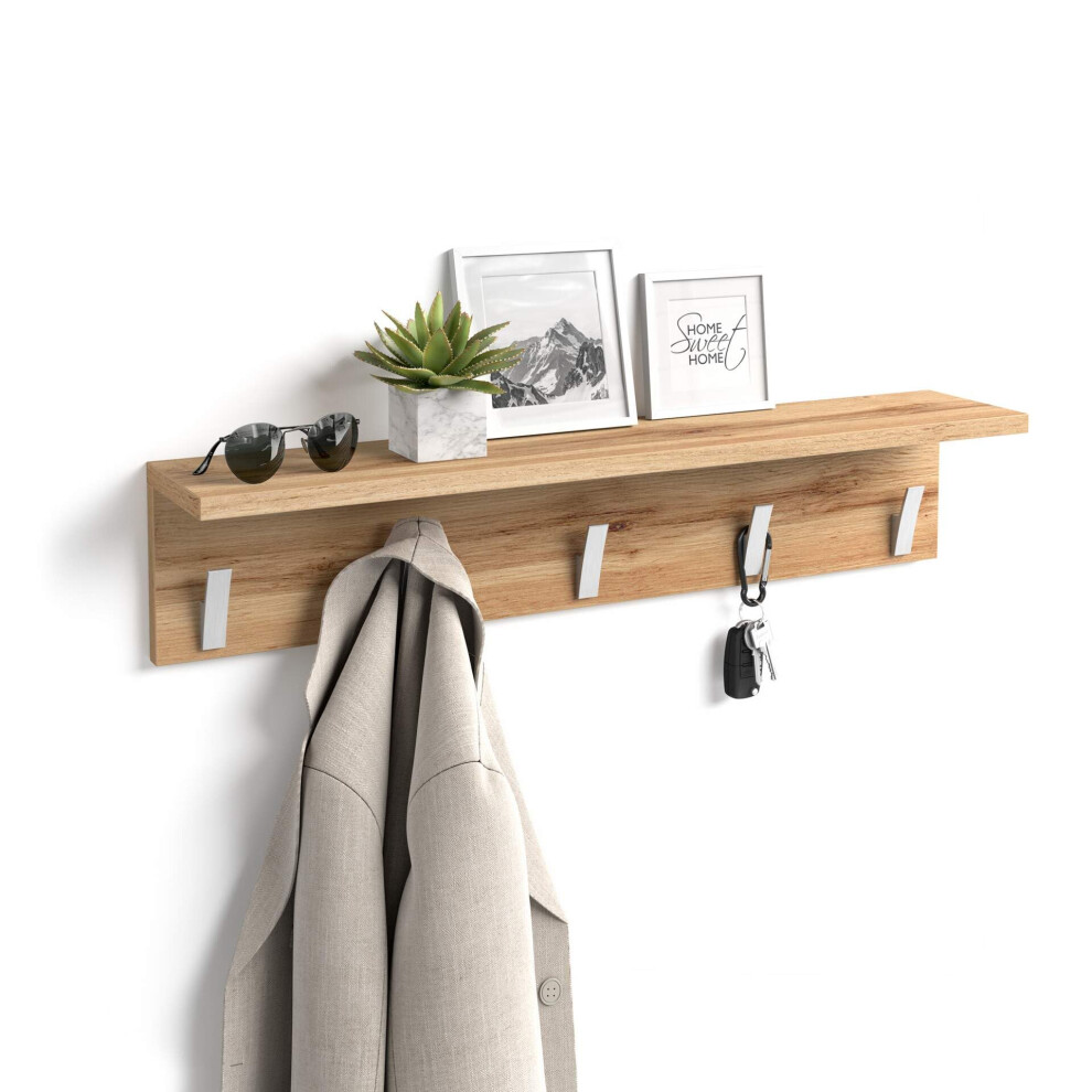 Porte-manteau mural Mobili Fiver Rachele 31,49 en ch   ne rustique Fabriqu    en Italie