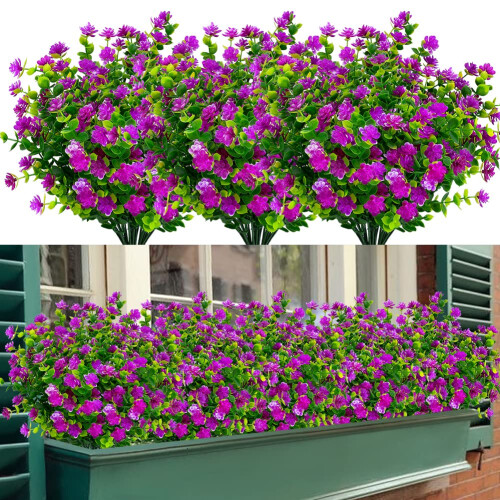 12 stuks kunstbloemen voor buiten, 4 kleuren, kunstbloemen, weerbestendig, uv-bestendig, kunstplanten, als echt voor binnen en buiten, balkonbak 12 stuks kunstbloemen voor buiten, 4 kleuren, kunstbloemen, weerbestendig, uv-bestendig, kunstplanten, als echt voor binnen en buiten, balkonbak