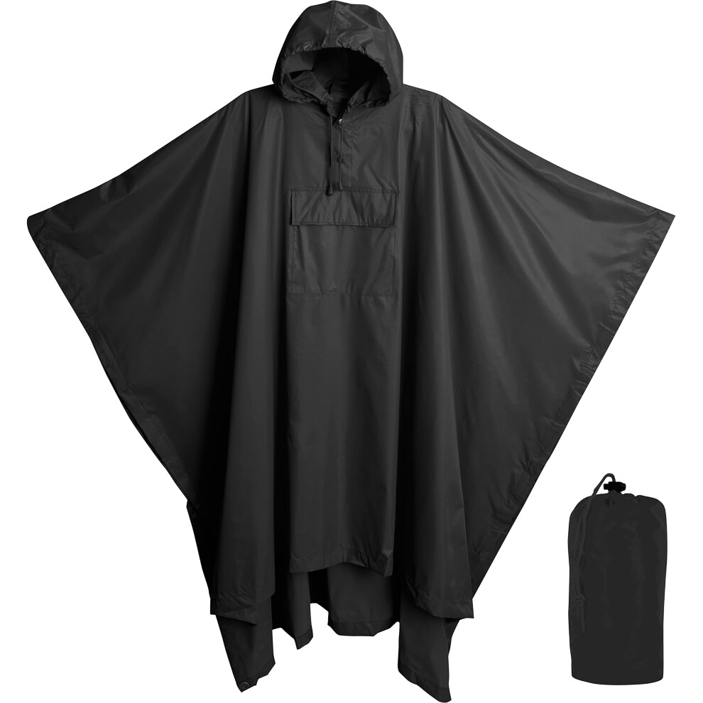 Heavy Duty Rain Poncho for Backpacking  Waterproof Lightweight for Adults  Military  Emergency  camping  Men  Women Adult-Square-Black-image-OPC-PFKYMCZ-NEW