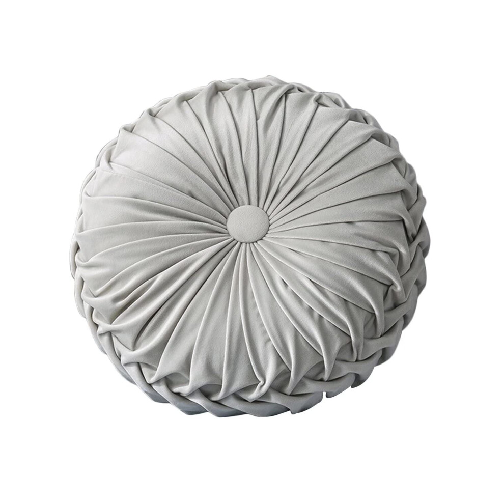 Coussin rond en velours HLOVME pour canap   , petit coussin d   coratif fait main pour lit et chambre     coucher, 35 cm, gris clair