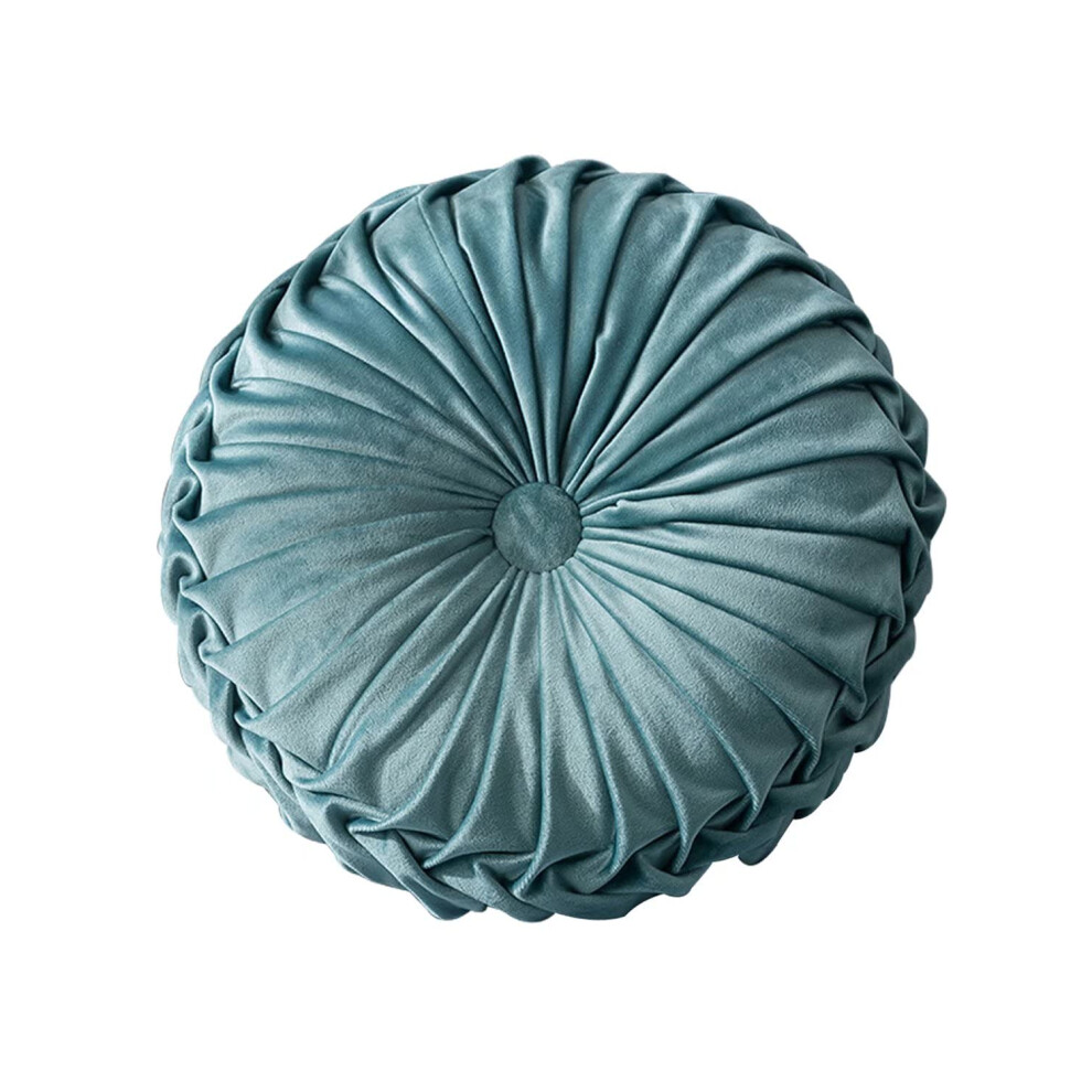 Coussin rond en velours HLOVME pour canap   , petit coussin d   coratif fait main pour lit, chambre     coucher, 35 cm, bleu lac