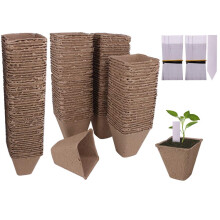 Huvai 200 pachet de 3,15 """" patrat biodegradabil vase vase de plante cu puie?i de rasaduri ?i semin?e de semin?e de plante cu 200 de calculatoare