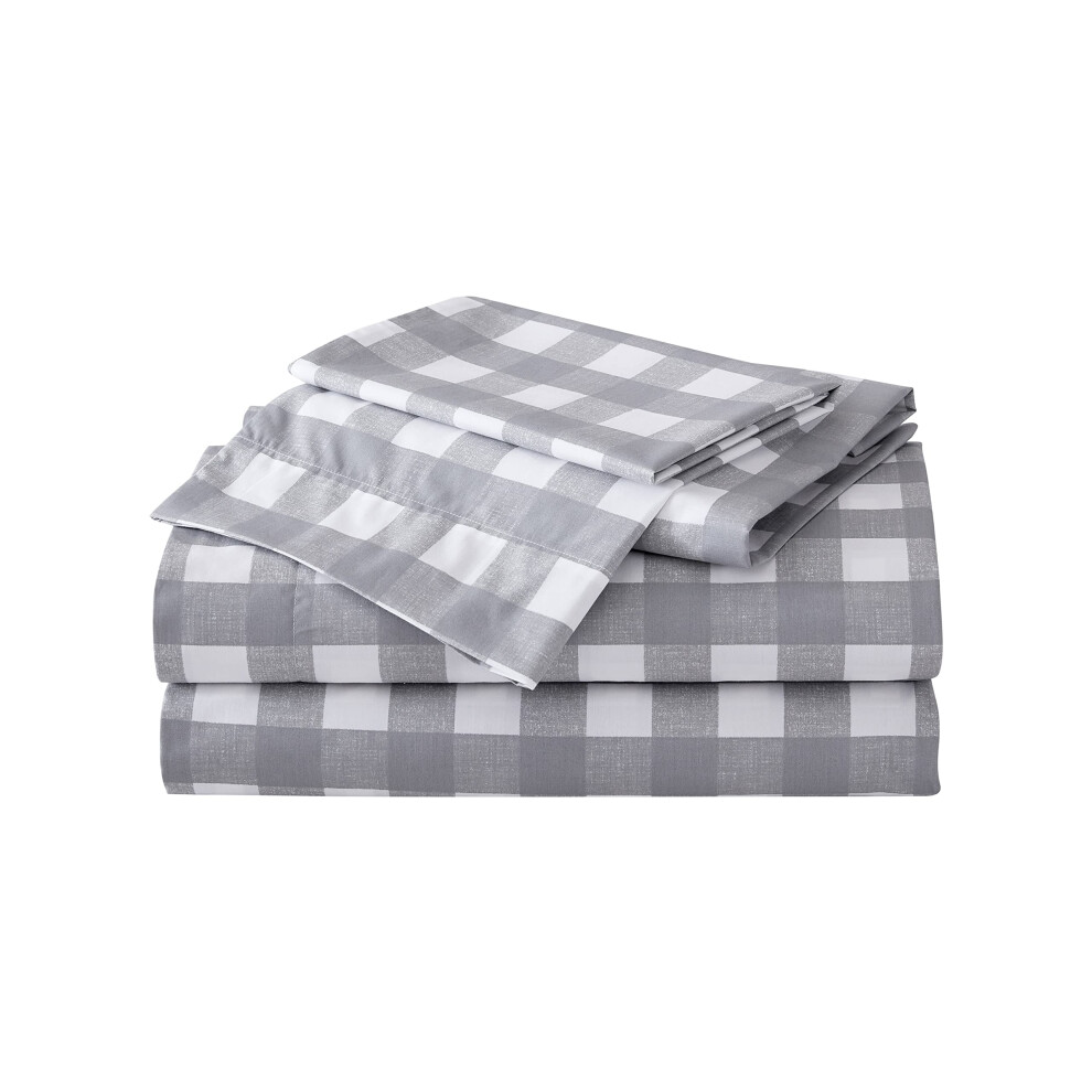 Eddie Bauer Home Sheets cotton Percale Bedding Set crisp cool Stylish Home Decor King Lakehouse Plaid greyWhite