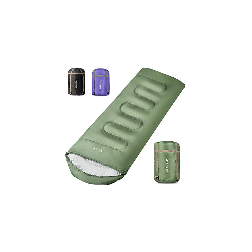 Sac de couchage de camping Atarashi - 4 saisons pour adultes, l   ger, chaud, extra-large avec sac de compression - Id   al pour la randonn   e et les
