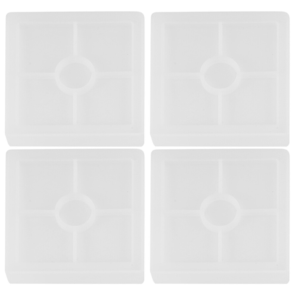 Siliconen onderzetters mallen hars mal, heldere epoxy voor het gieten met hars, beton, cement en polymeerklei (4-pack vierkante mallen)