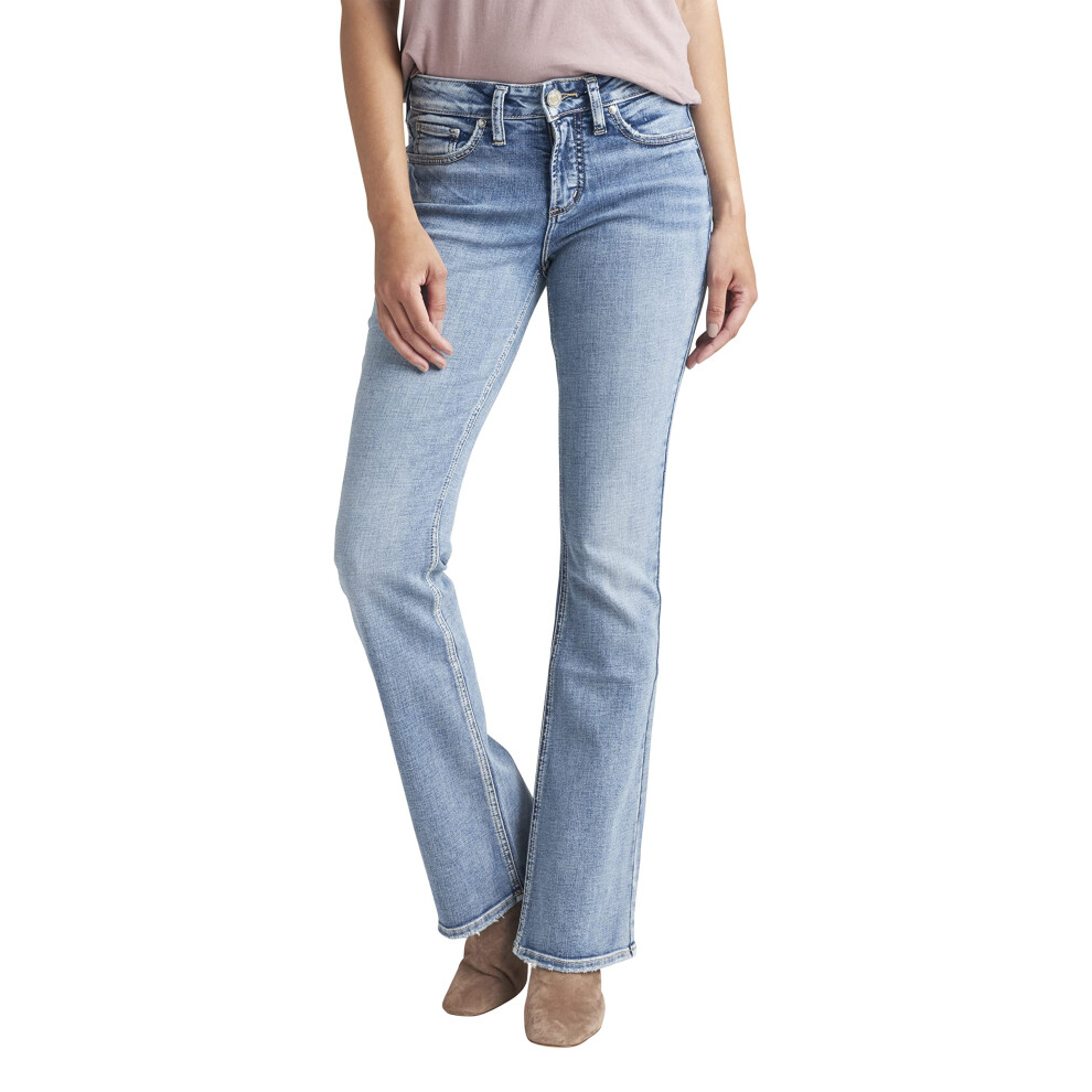 Silver Jeans Co. Women's Suki Mid Rise Bootcut Jeans Medium Light Indigo 33W x 33L