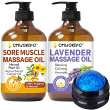 Massagel fr Massage-Therapie-Set, Ingwerl, Lymphdrainage, Arnika, schmerzende Muskell-Massage und Lavendell, entspannende Massagele, Massage-Se