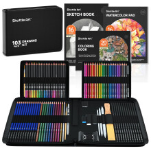 Shuttle Art 103 PCS Drawing Kit Professional Drawing Supplies with Sketch Charcoal Colored Graphite Pastel Pencils & Sticks Complete Drawing Too