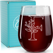 Sur les boissons Rox Drinks monogrammees pour les femmes et les hommes - Lettre A-Z Monogramme grave monogramme en verre de vin sans soupe - 17 o