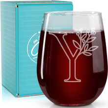 Sur les boissons ROX, des cadeaux monogrammes pour les femmes et les hommes - Lettre A-Z monogramme grave monogramme sans soute Verre de vin - 17