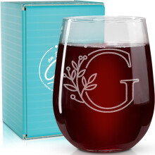 Sur les boissons ROX, des cadeaux monogrammes pour les femmes et les hommes - Lettre A-Z monogramme grave monogramme sans soute Verre de vin - 17