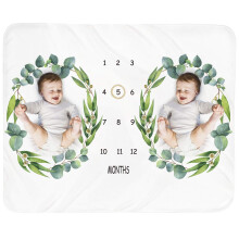 Baby-Monats-Meilenstein-Decke, Zwillinge  Neugeborene Monatsdecke, Unisex, neutral, personalisiertes Duschgeschenk, Blatt, Kinderzimmer-Dekoration,