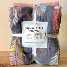 Bohemian Feathers Anti-Pill No-Sew Throw Fleece Fabric Kit 72x60